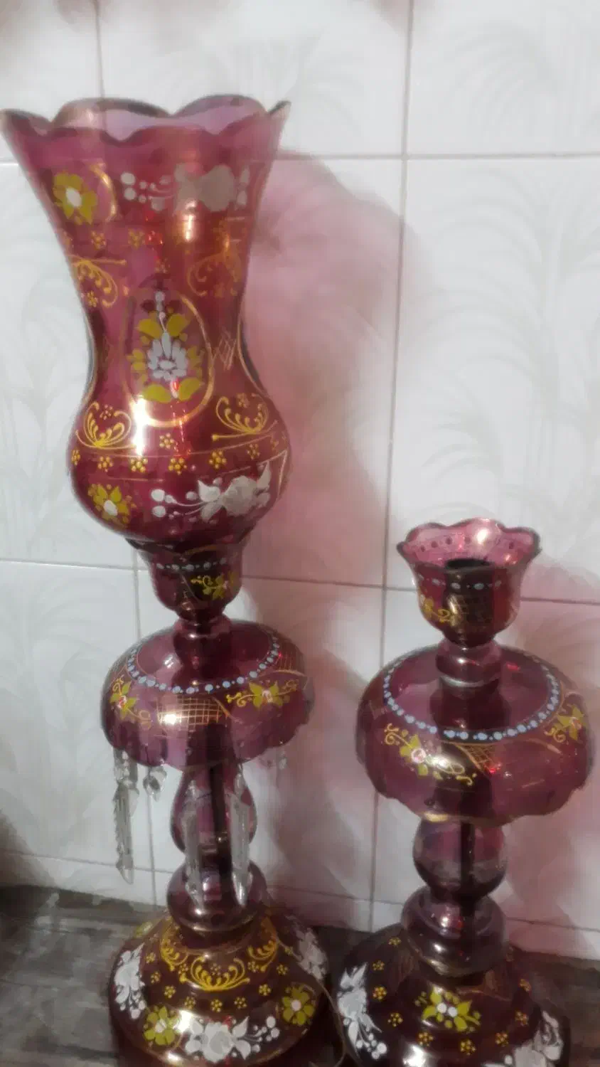 یگ جفت چراغ لاله قدیمی|لامپ و چراغ|خمینیشهر, |دیوار