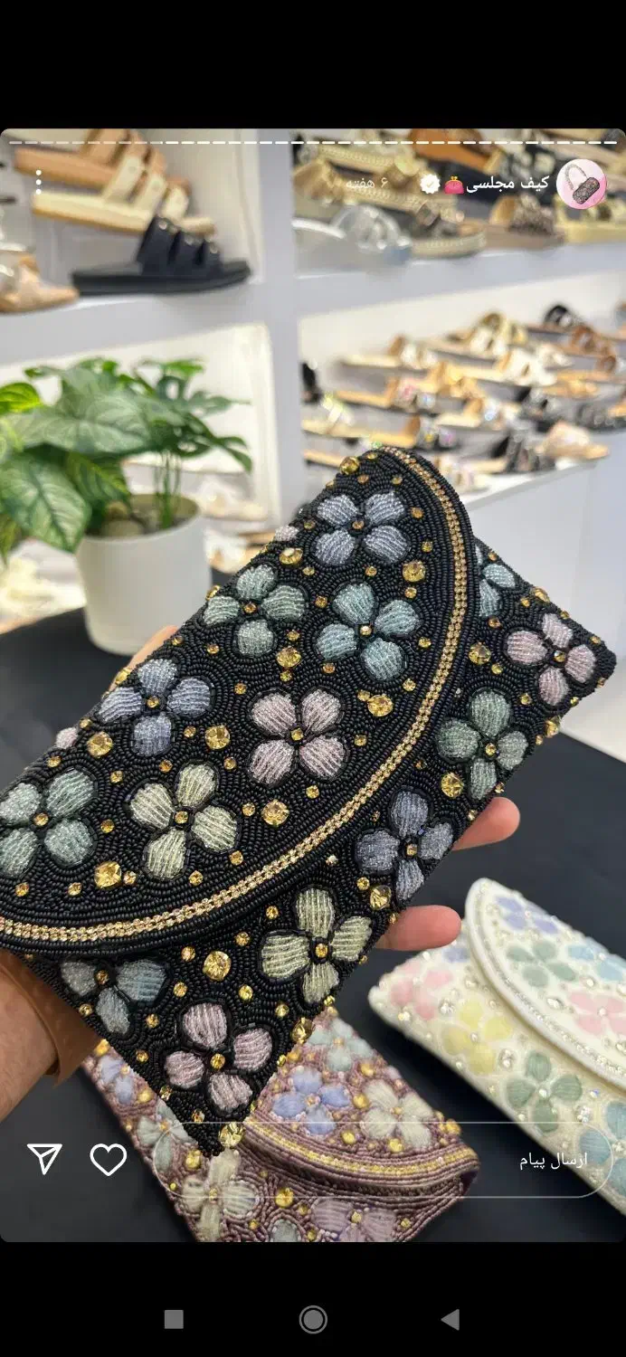 کیف مجلسی دستدوز منجوق دوزی شده قیمت ۹۰۰|کیف، کفش، کمربند|شوش, |دیوار