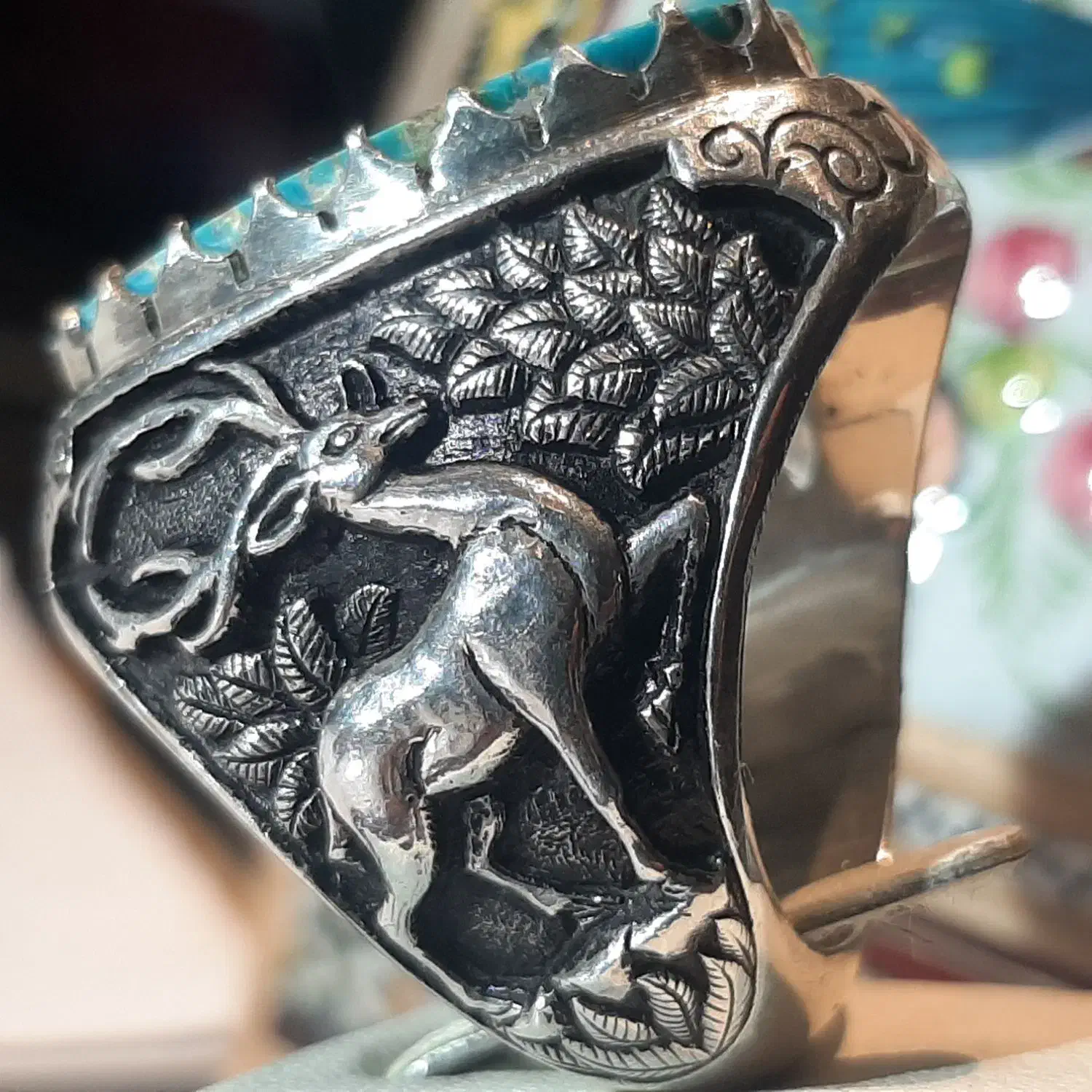 انگشتر فوق کلکسیونی فیروزه نیشابوری مرصع به برلیان|جواهرات|تهران, کوثر|دیوار