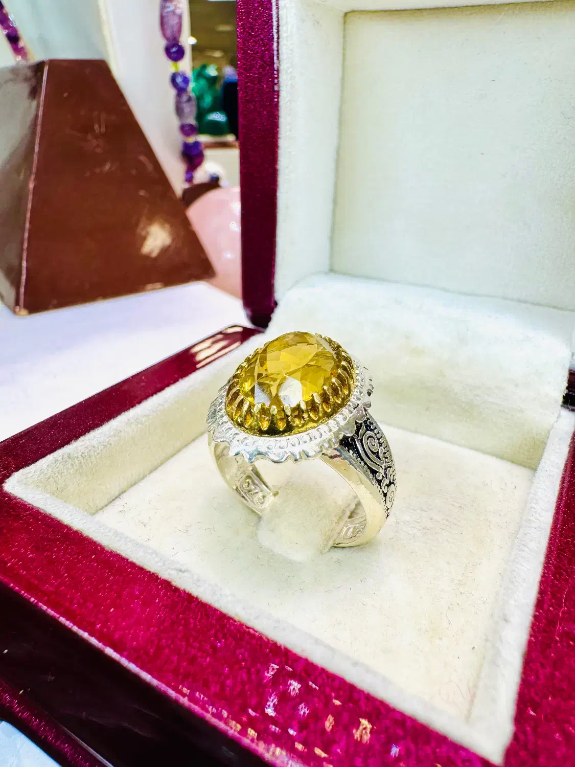 انگشتر فوق لوکس سنگ سیترین کوارتز معدنی اصل برزیلی|بدلیجات|تبریز, |دیوار