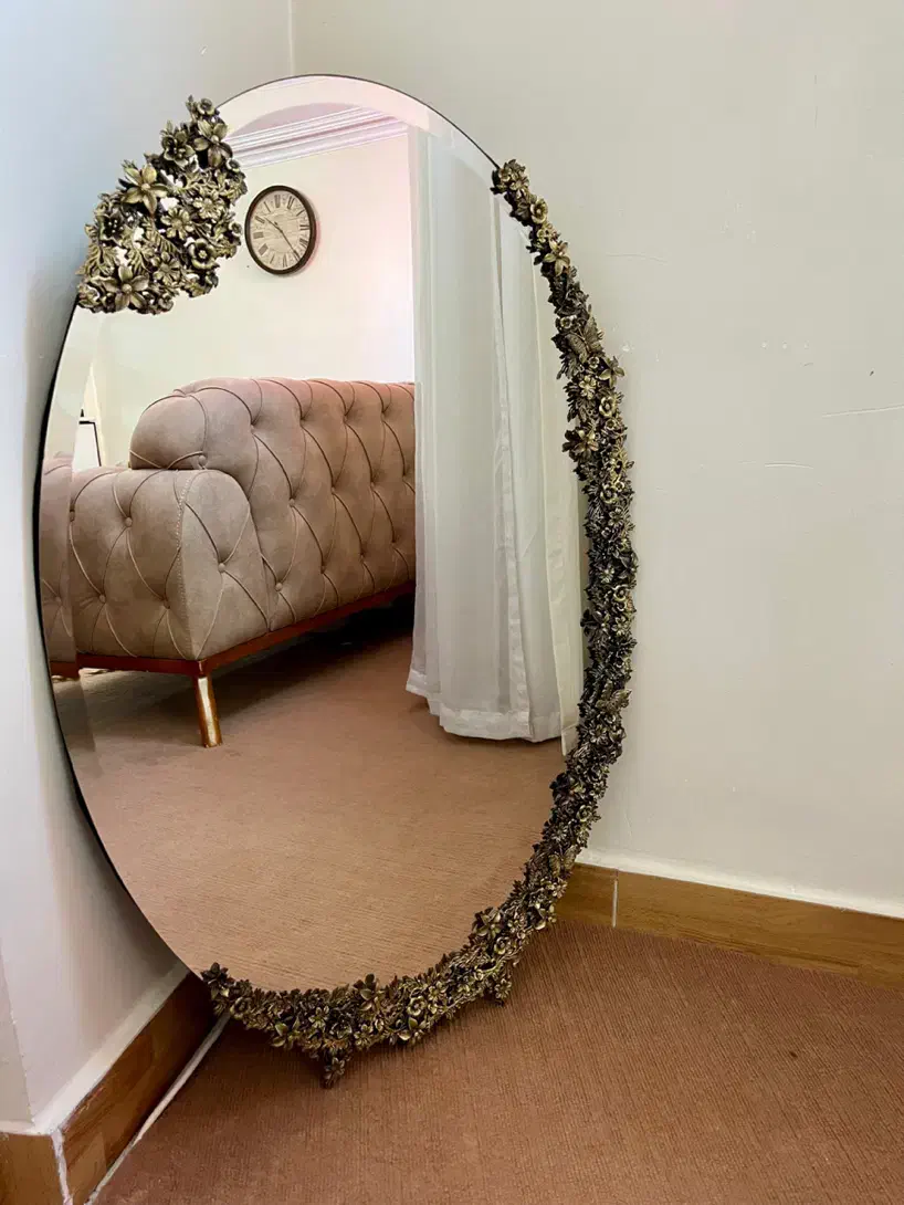 آینه شمعدان برنز کنده کاری شده|آینه|تبریز, |دیوار