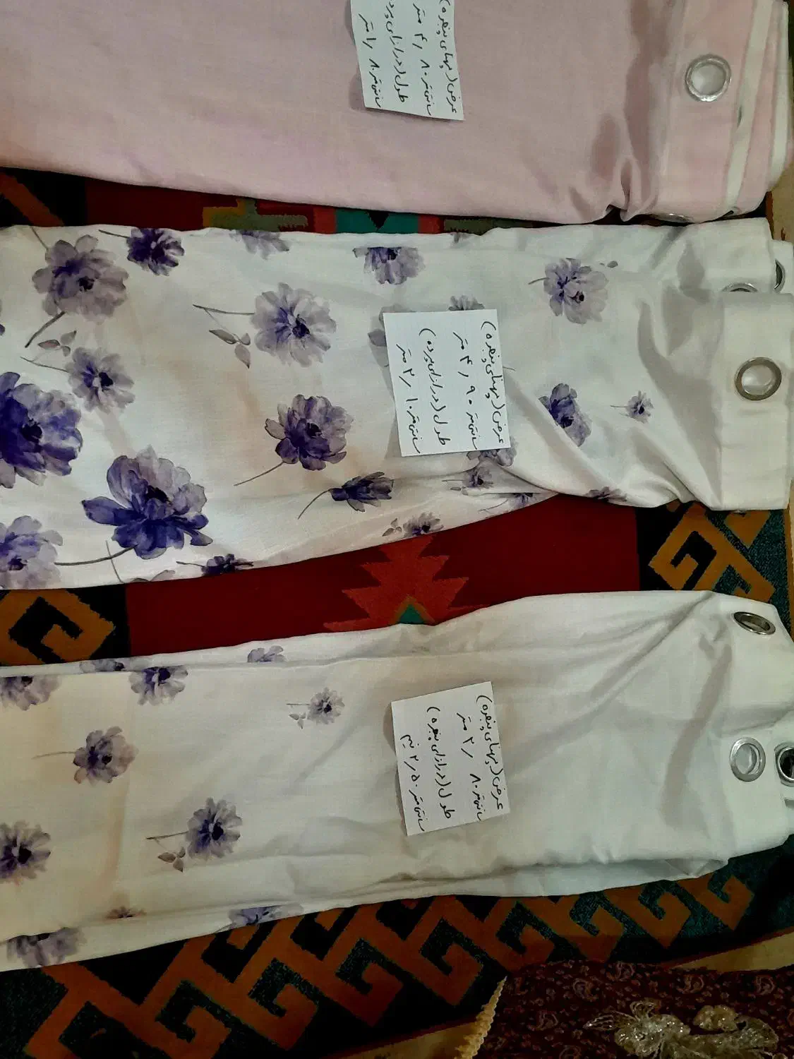 ۵ عدد پرده پانچ دوخته و آماده نصب به همراه میله ها|پرده، رانر، رومیزی|چهارباغ, |دیوار