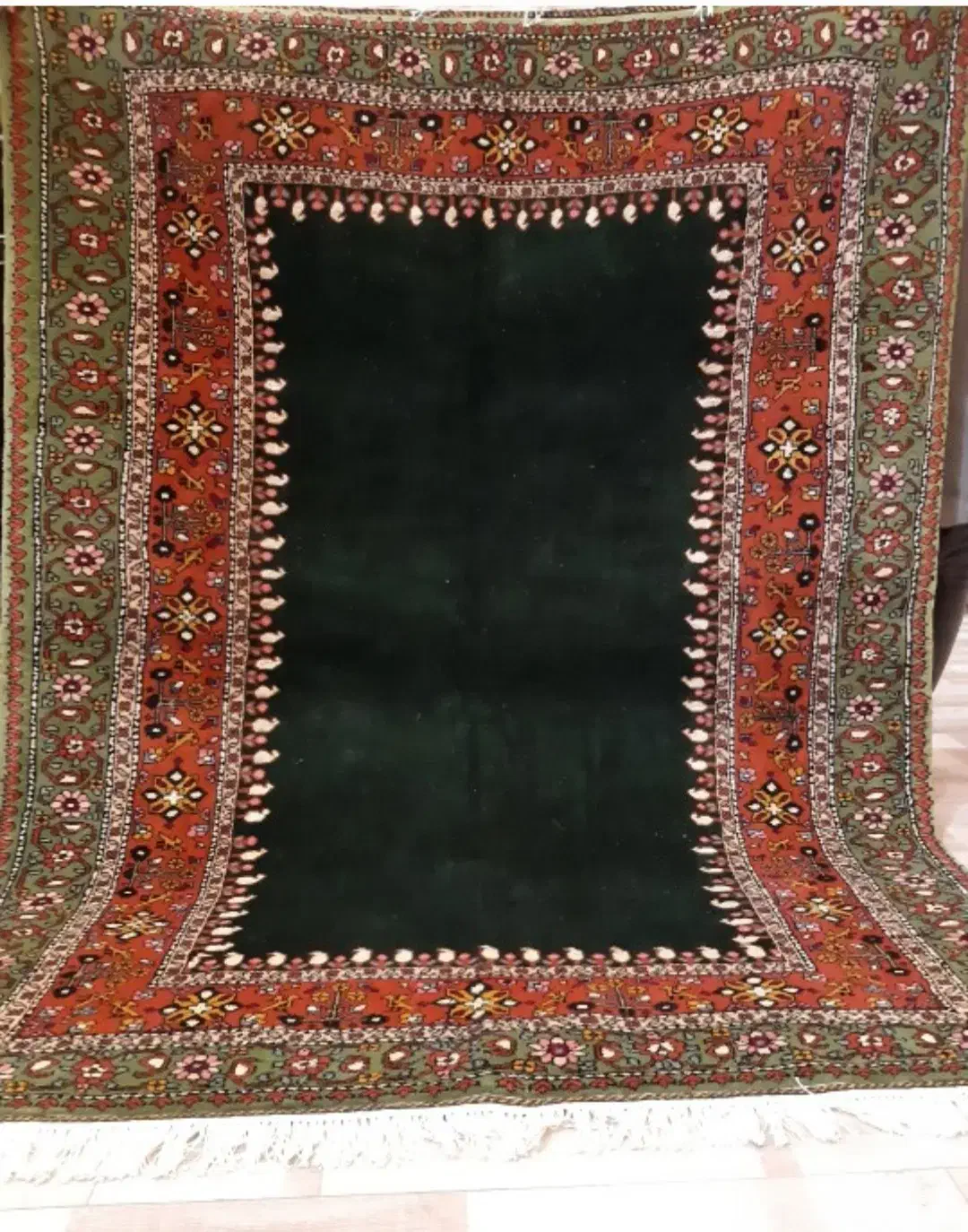 سه متری قشقایی سبز پشم دست ریس رنگ طبیعی|فرش|تهران, حر|دیوار