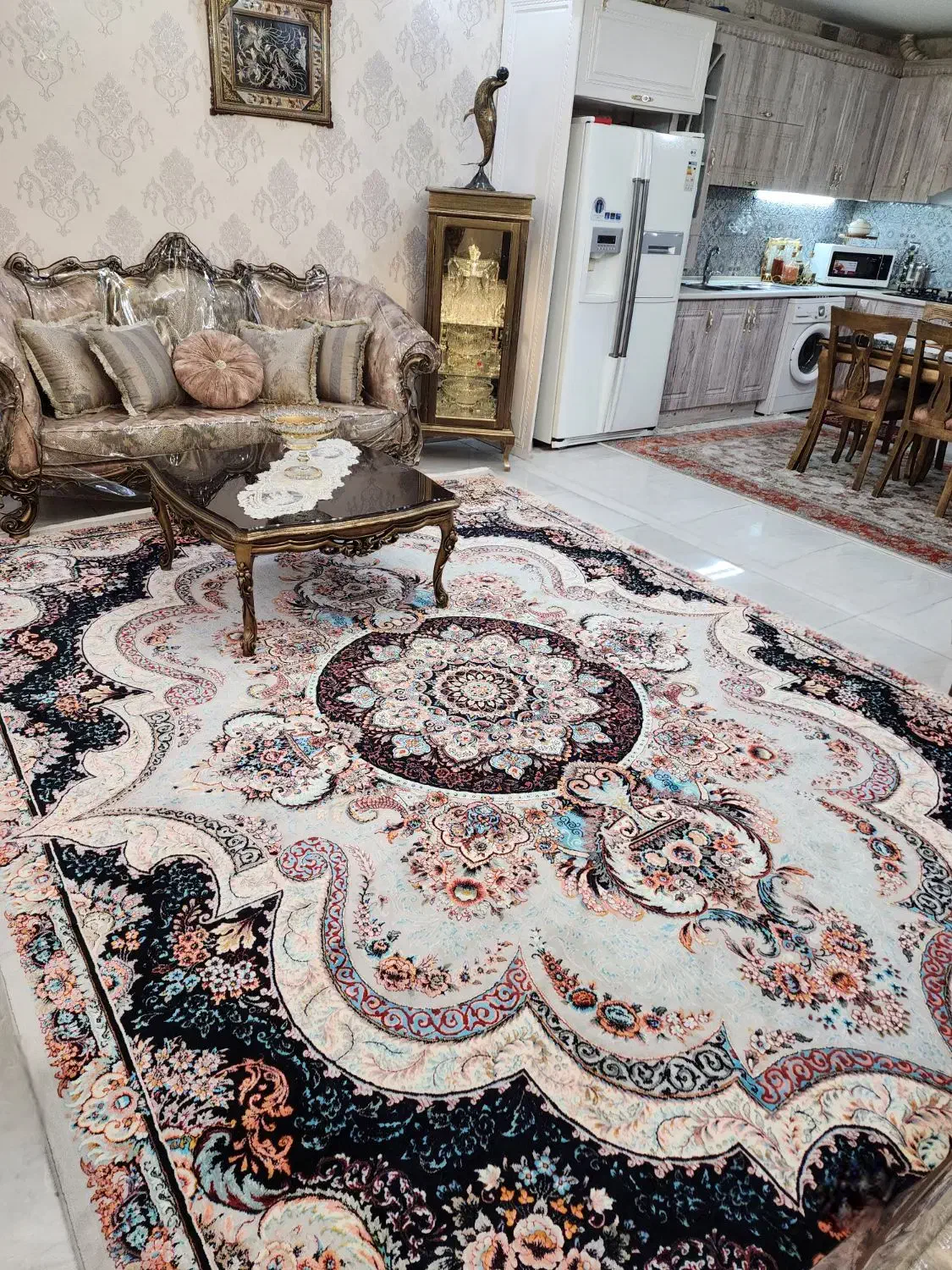 فرش تمام نخ تبریزگلبرجسته اکرلیک۱۲متری شهیادنوآکبن|فرش|تهران, یافت آباد شمالی|دیوار