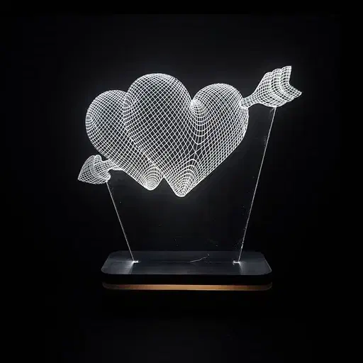 چراغ خواب طرح قلب و تیر سان لیزر|چراغ خواب و آباژور|کلاله, |دیوار