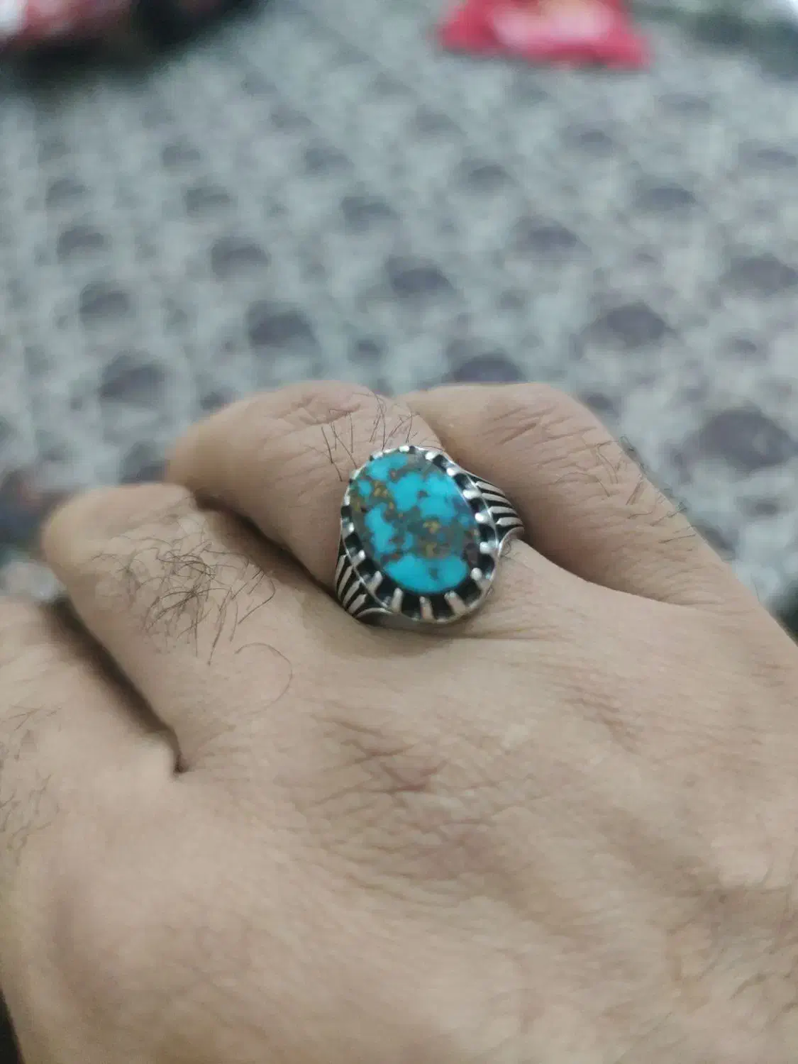 انگشتر فیروزه نیشابوری رگ طلایی|جواهرات|آران و بیدگل, |دیوار