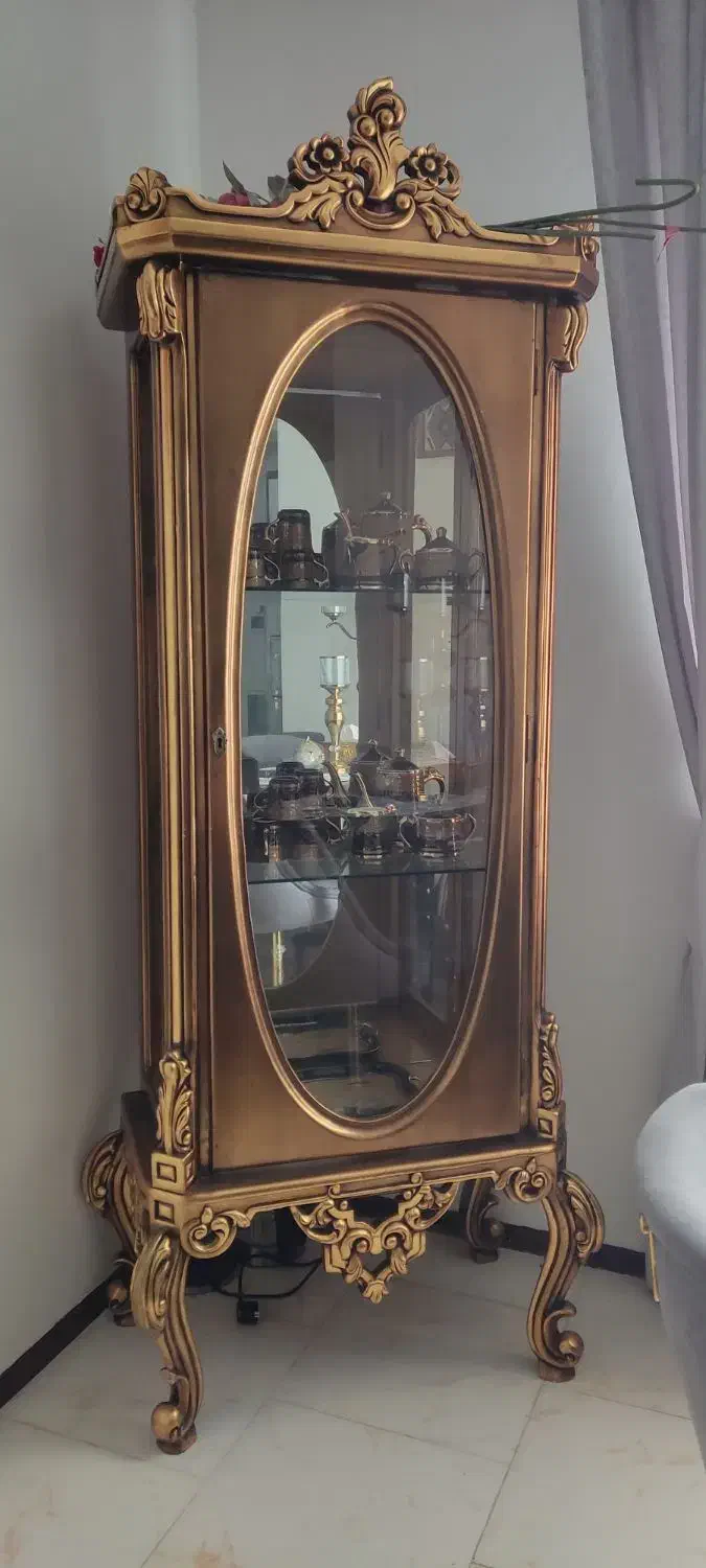 بوفه تمام چوب روس منبت ویترین|بوفه، ویترین، کنسول|پردیس, فاز ۱۱|دیوار