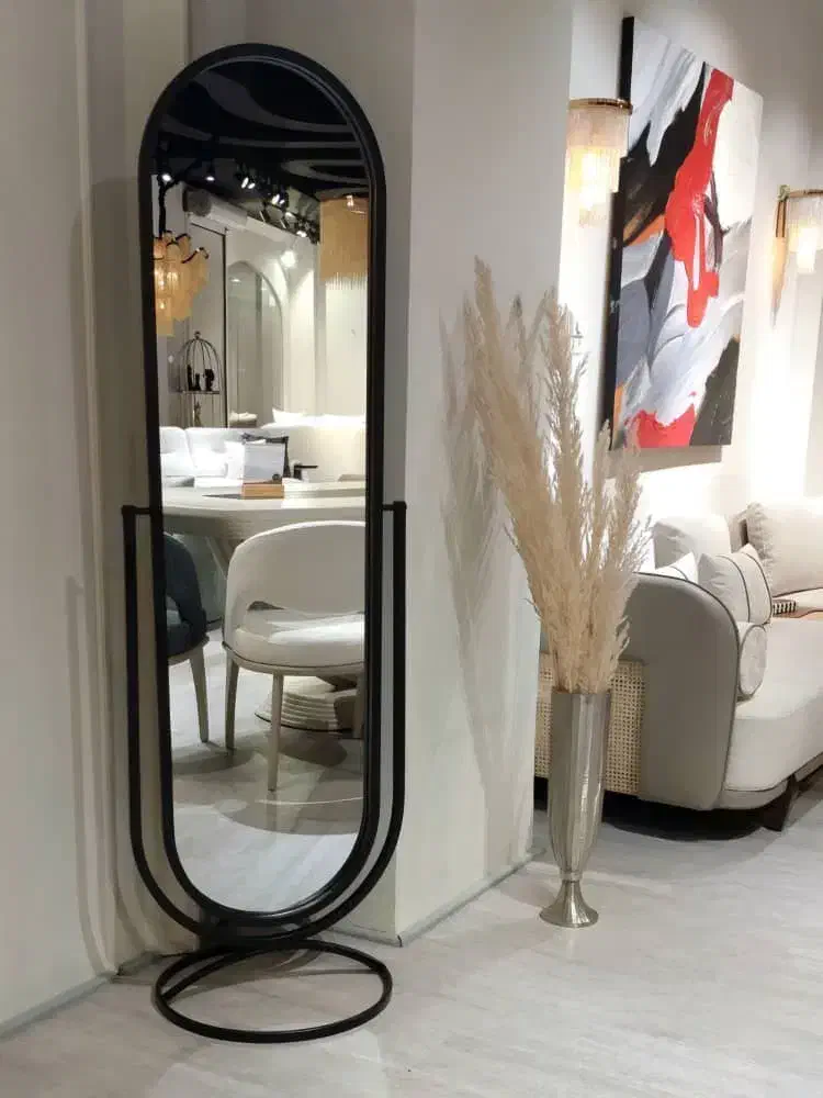 آیینه قدی ایستاده گردون چرخشی پایه دار استیل طلایی|آینه|مرودشت, فاز دوم شهرک فرهنگیان|دیوار