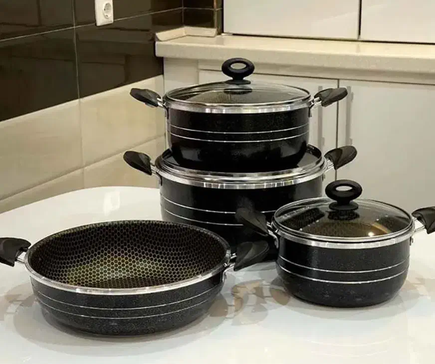 سرویس قابلمه و تابه لانه زنبوری ۷ پارچه هلنا|ظروف پختوپز|بوشهر, |دیوار