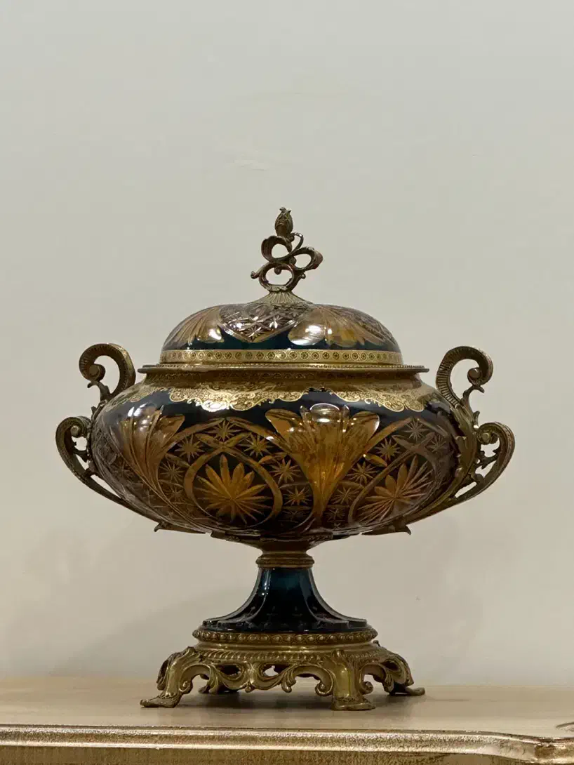 کریستال پایه برنز گلدکیش|ظروف سرو و پذیرایی|تهران, آبشار|دیوار