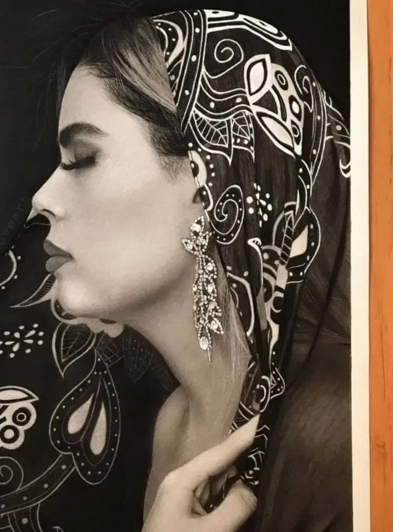 نقاشی چهره طراحی یلدا|تابلو، نقاشی، عکس|شیراز, تاچارا|دیوار