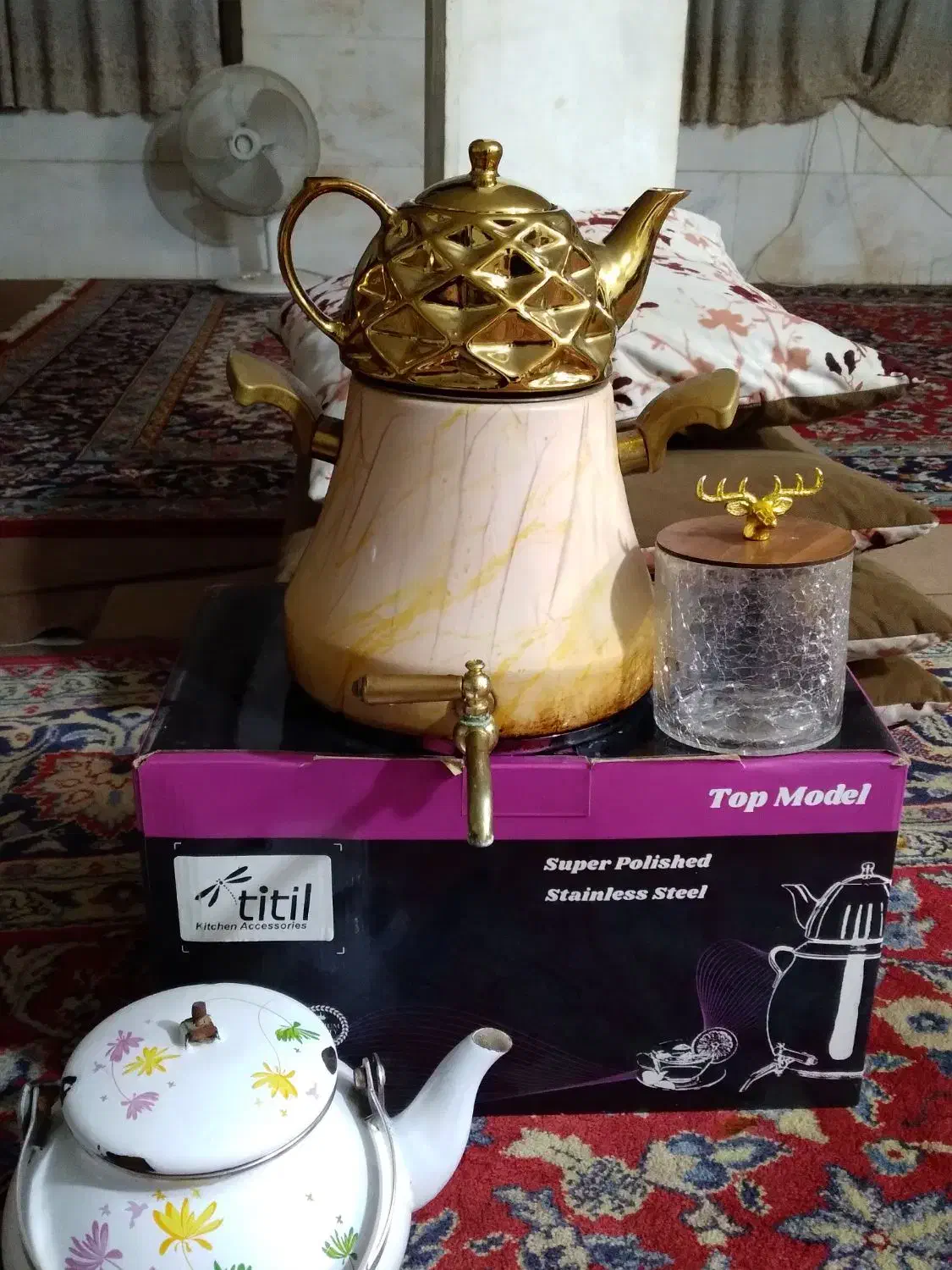 کتری قوری لعابی کف چدن|سماور، چایساز، قهوهساز|مشهد, نوده|دیوار