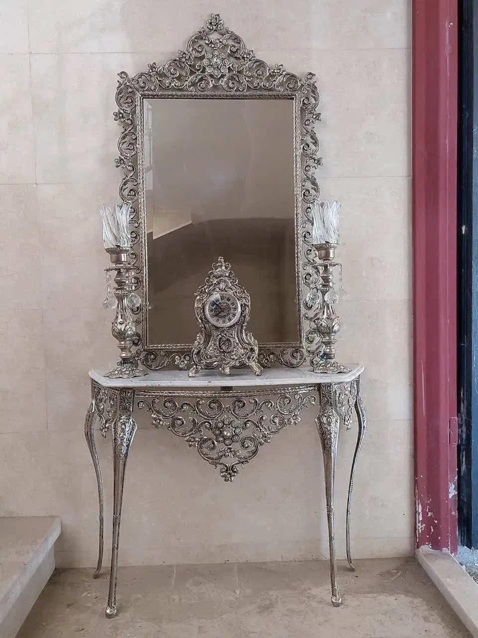 آینه شمعدان برنجی|آینه|برخوار, |دیوار