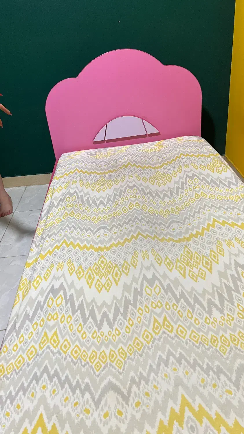 تخت یک نفره دخترانه سایز نودهمراه تشک|تخت و سرویس خواب|ساری, |دیوار