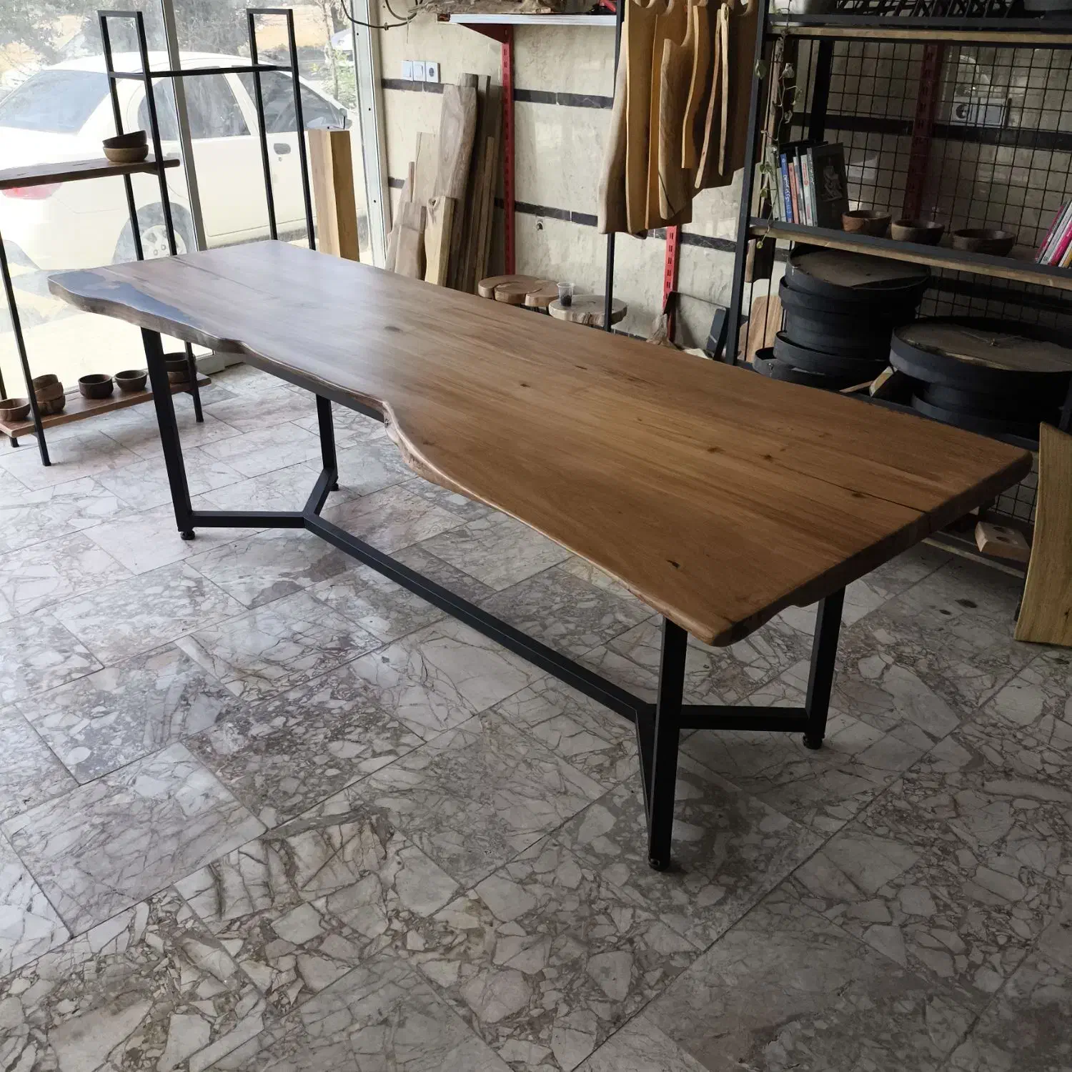 میز نهارخوری دوازده نفره روستیک چوب توسکا و فلز|میز و صندلی غذاخوری|تهران, شهرک شریفی|دیوار