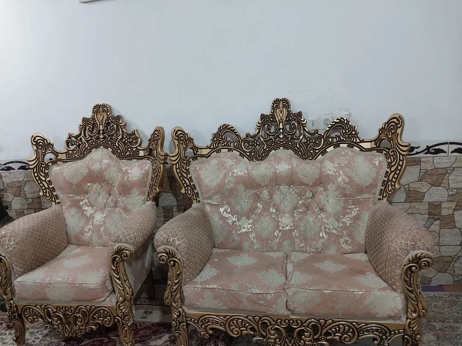 مبل سلطنتی 7نفره|مبلمان خانگی و میز عسلی|پیشوا, |دیوار