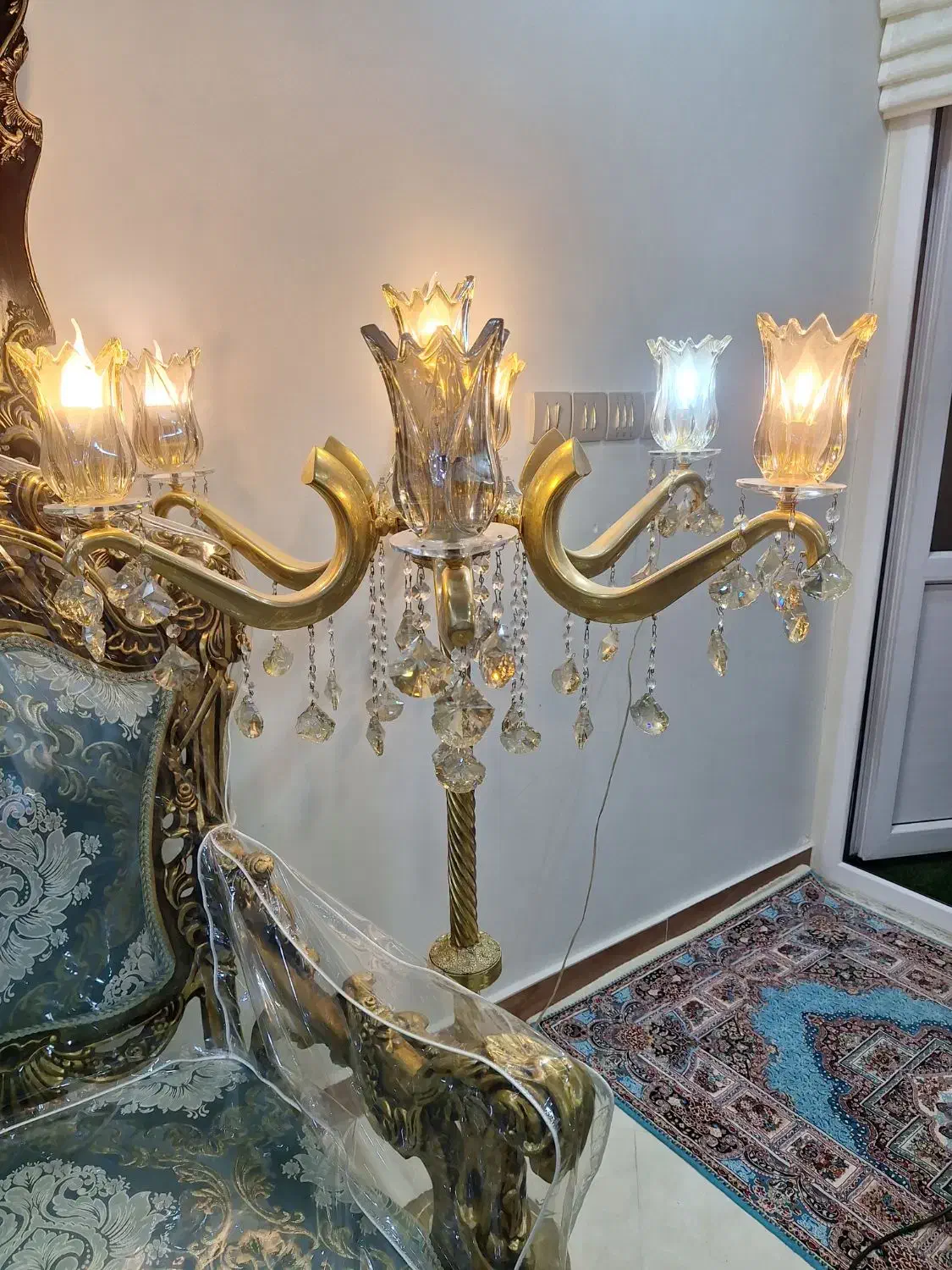 آباژور آبکاری شده پایه برنجی|چراغ خواب و آباژور|نسیم‌شهر, |دیوار