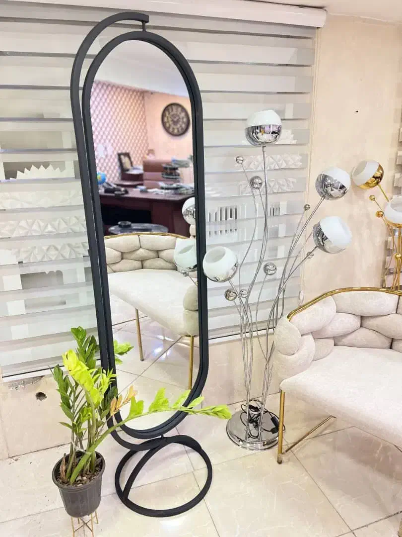 آیینه قدی ایستاده گردون چرخشی پایه دار استیل طلایی|آینه|مرودشت, فاز دوم شهرک فرهنگیان|دیوار