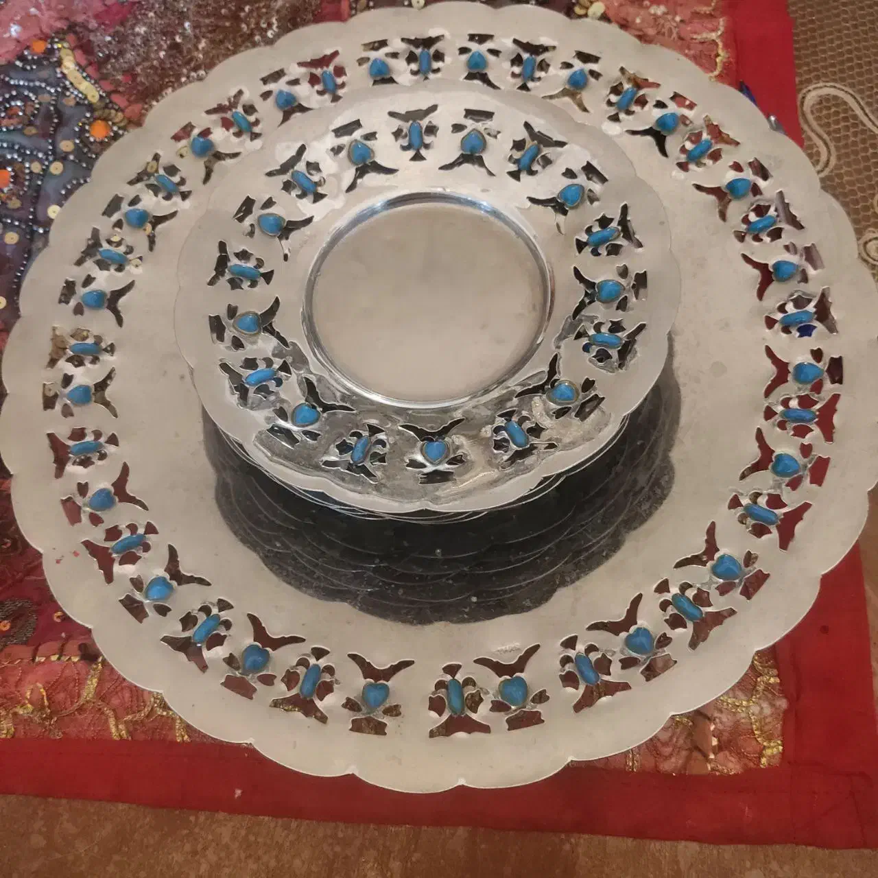 قاب قدح شیرینی خوری با شش تا پیش دستی|کلکسیون اشیاء عتیقه|لاهیجان, جمهوری|دیوار