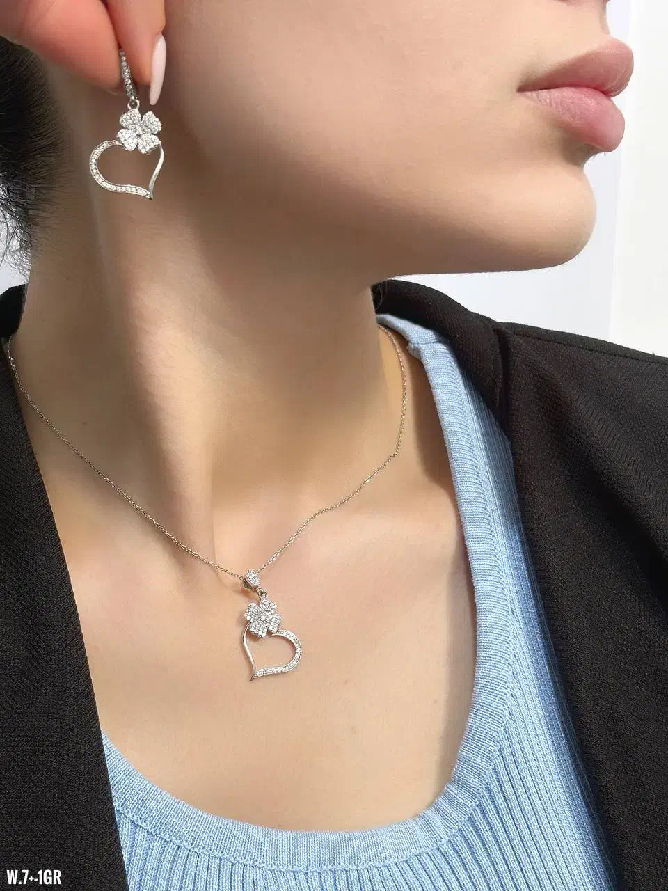 گردنبند و نیم ست نقره جواهری خاص پسند دخترانه۹۳۰|بدلیجات|تبریز, |دیوار