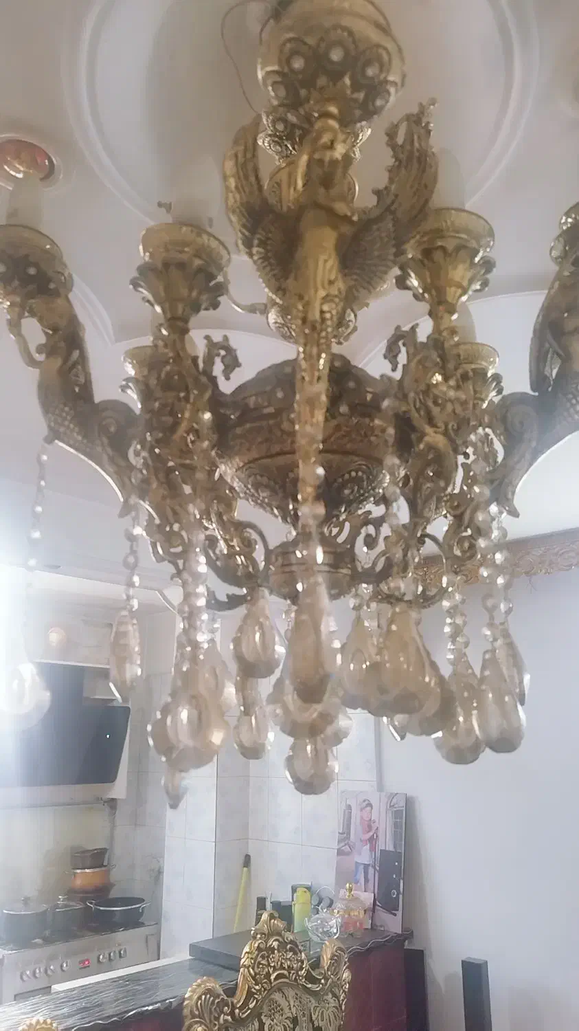 لوستر برنج اصل طرح فرشته ۱۰شاخه|لوستر و چراغ آویز|قرچک, شهرک طلائیه|دیوار