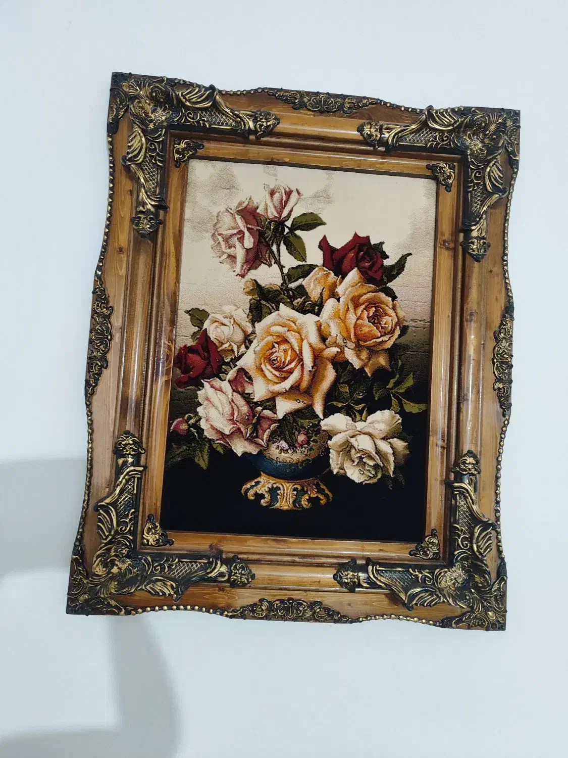 تابلو فرش با قاب چوبی بزرگ فروش فوری اقبالیه|تابلو فرش|قزوین, |دیوار