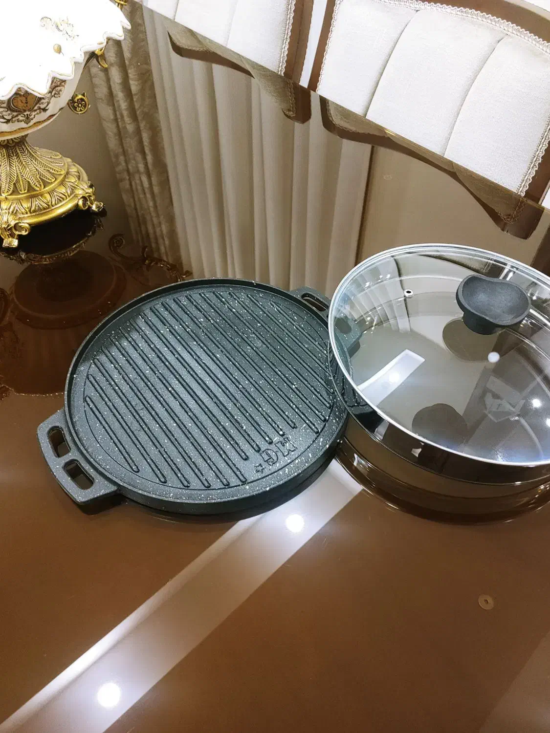 تابه گریل دوطرفه چدن با روکش گرانیت( برند MG)|ظروف پخت‌وپز|تهران, دروس|دیوار