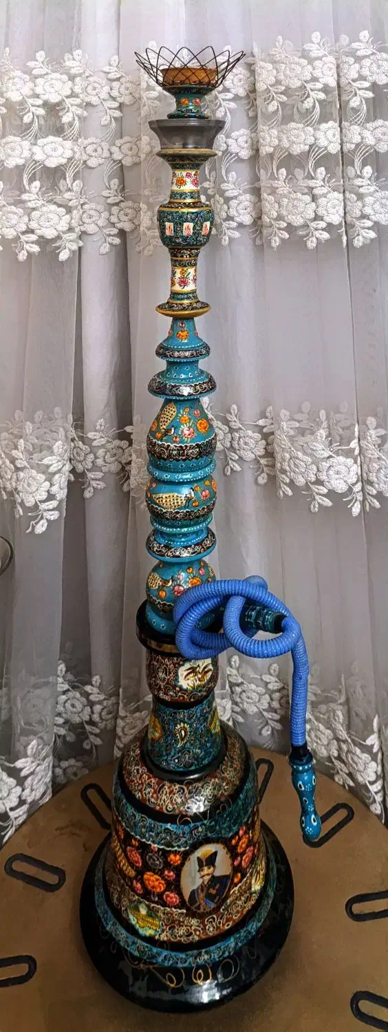 قلیون نقاشی شده قاجاری|کلکسیون اشیاء عتیقه|یزد, |دیوار