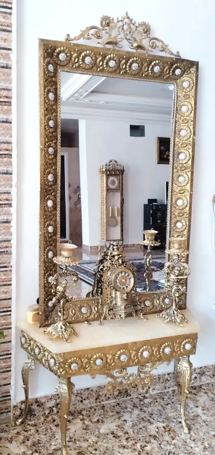 آینه‌کنسول،ساعت‌ومیزTVبرنز|بوفه، ویترین، کنسول|ایوان, |دیوار