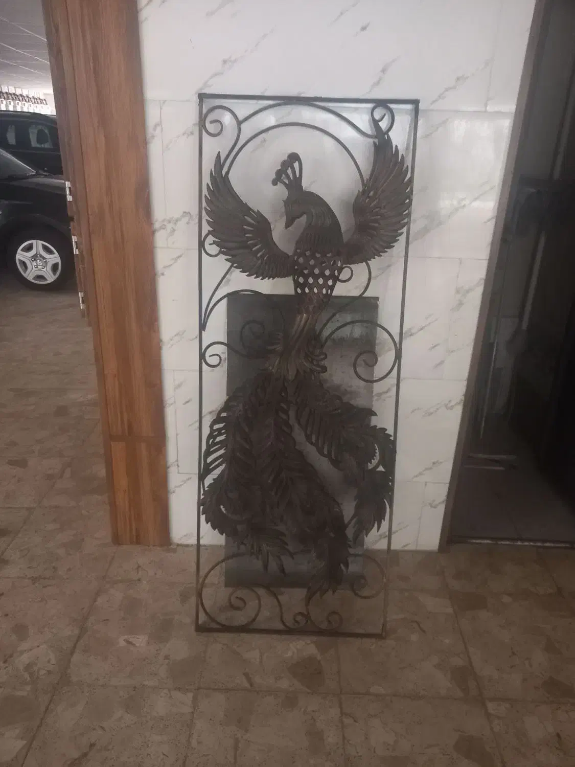 فرفورژه طرح طاووس مناسب جلوی درب فلزی ساختمان|مصالح و تجهیزات ساختمان|رشت, چمارسرا|دیوار