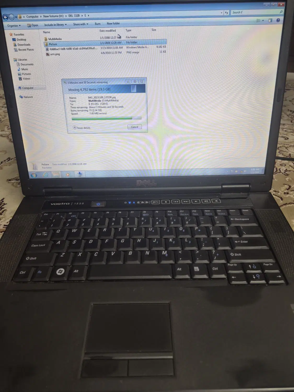 Dell vostro 1520 had 250gb 4g cor 2 duo|رایانه همراه|تهران, شکیبا|دیوار