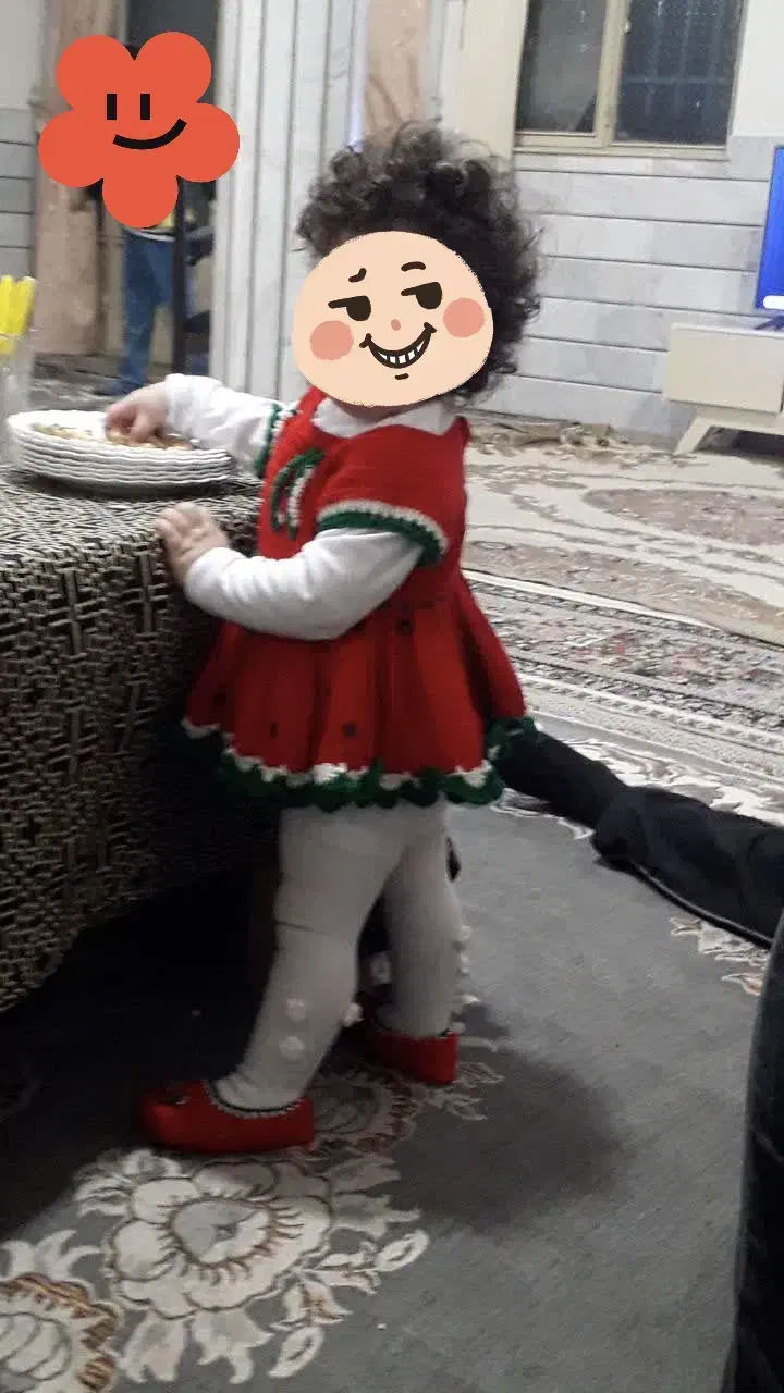 بافت لباس یلدایی همراه باهدوپاپوش دخترانه|کفش و لباس بچه|الیگودرز, |دیوار