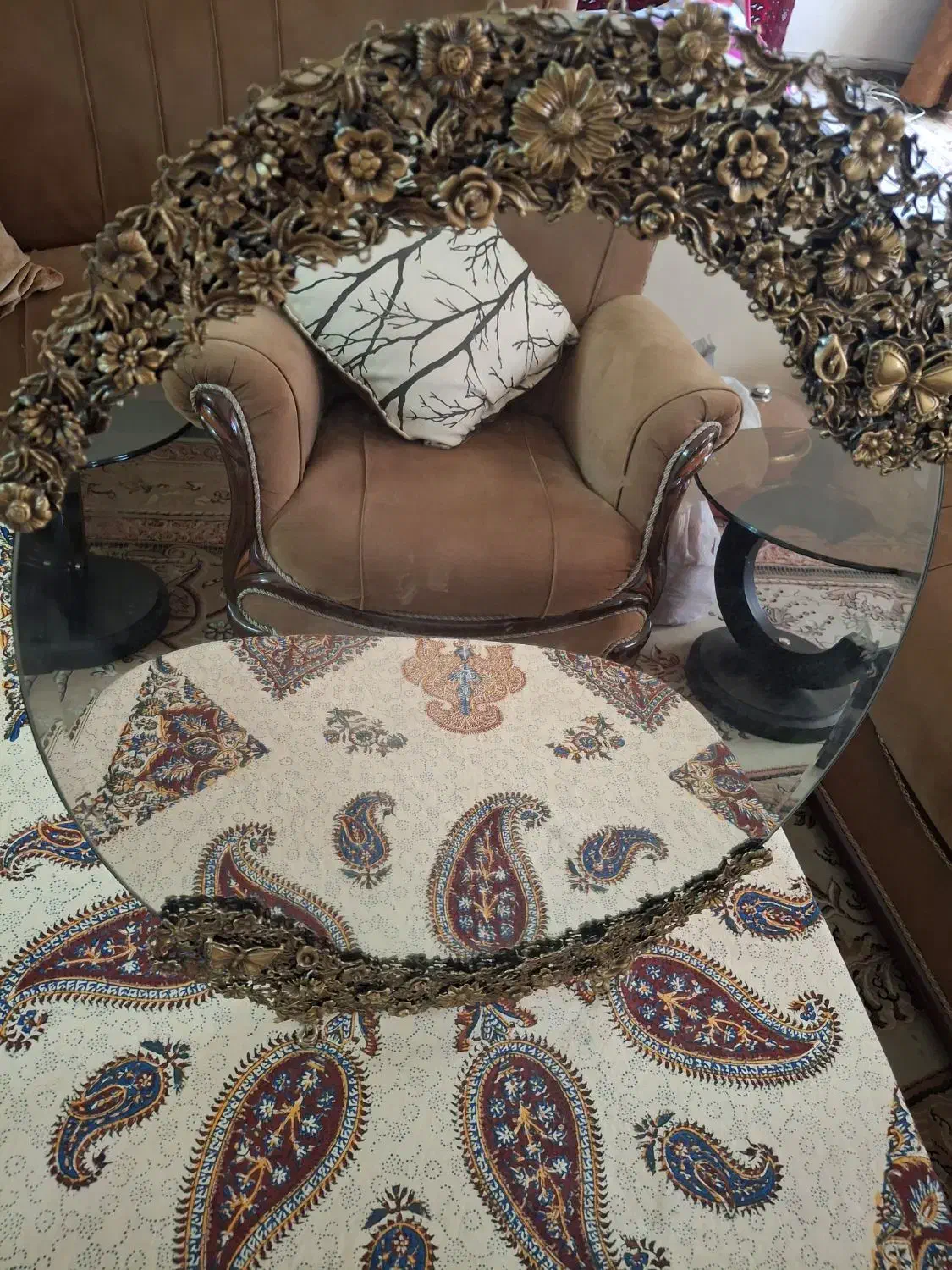 آینه برنز سنگین|صنایع دستی و سایر لوازم تزئینی|کرمانشاه, |دیوار