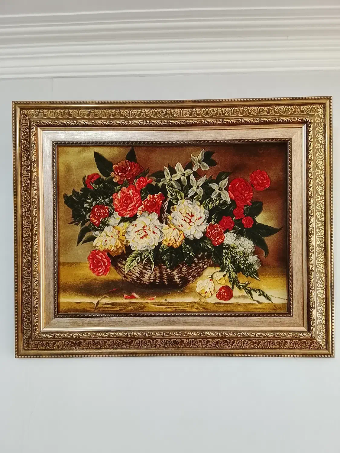 تابلو فرش گل سبد دار|تابلو فرش|شبستر, |دیوار