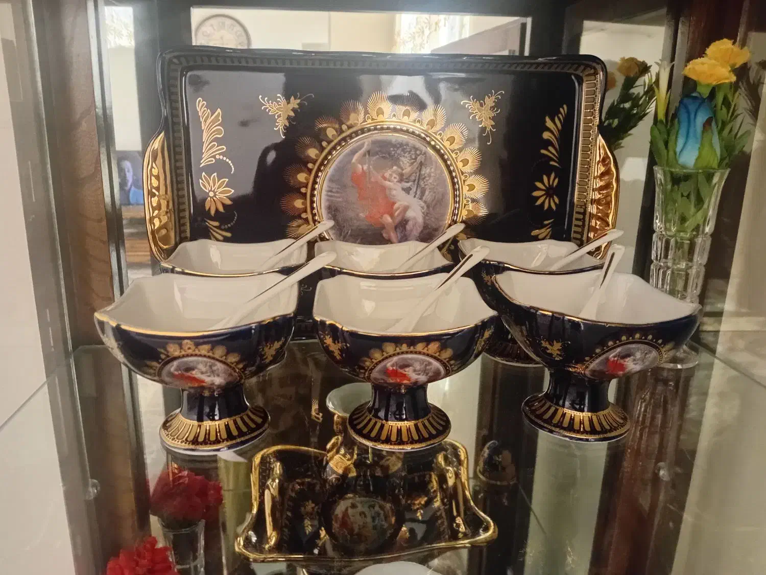 ظروف چینی لیلی مجنون سرمه ای|صنایع دستی و سایر لوازم تزئینی|نیشابور, شهرک رسولی|دیوار