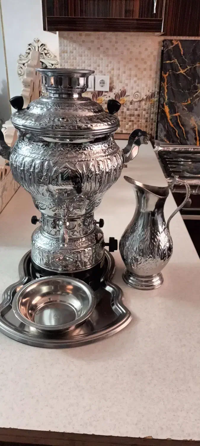 سماور گازی با پارچ و کاسه و سینی|سماور، چای‌ساز، قهوه‌ساز|تهران, دستغیب|دیوار