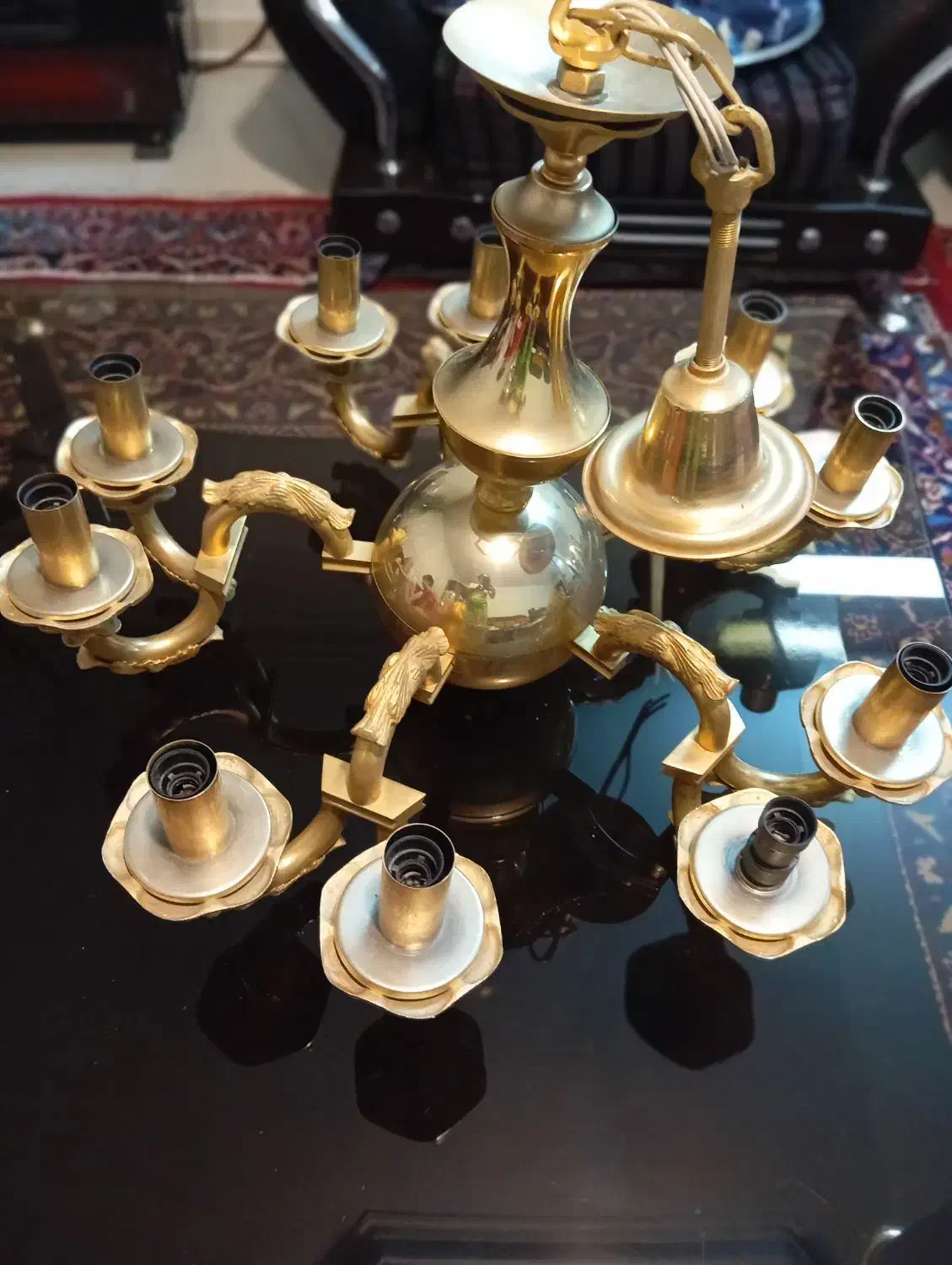 لوستر ۱۰ شاخه ی طلایی|لوستر و چراغ آویز|قزوین, |دیوار