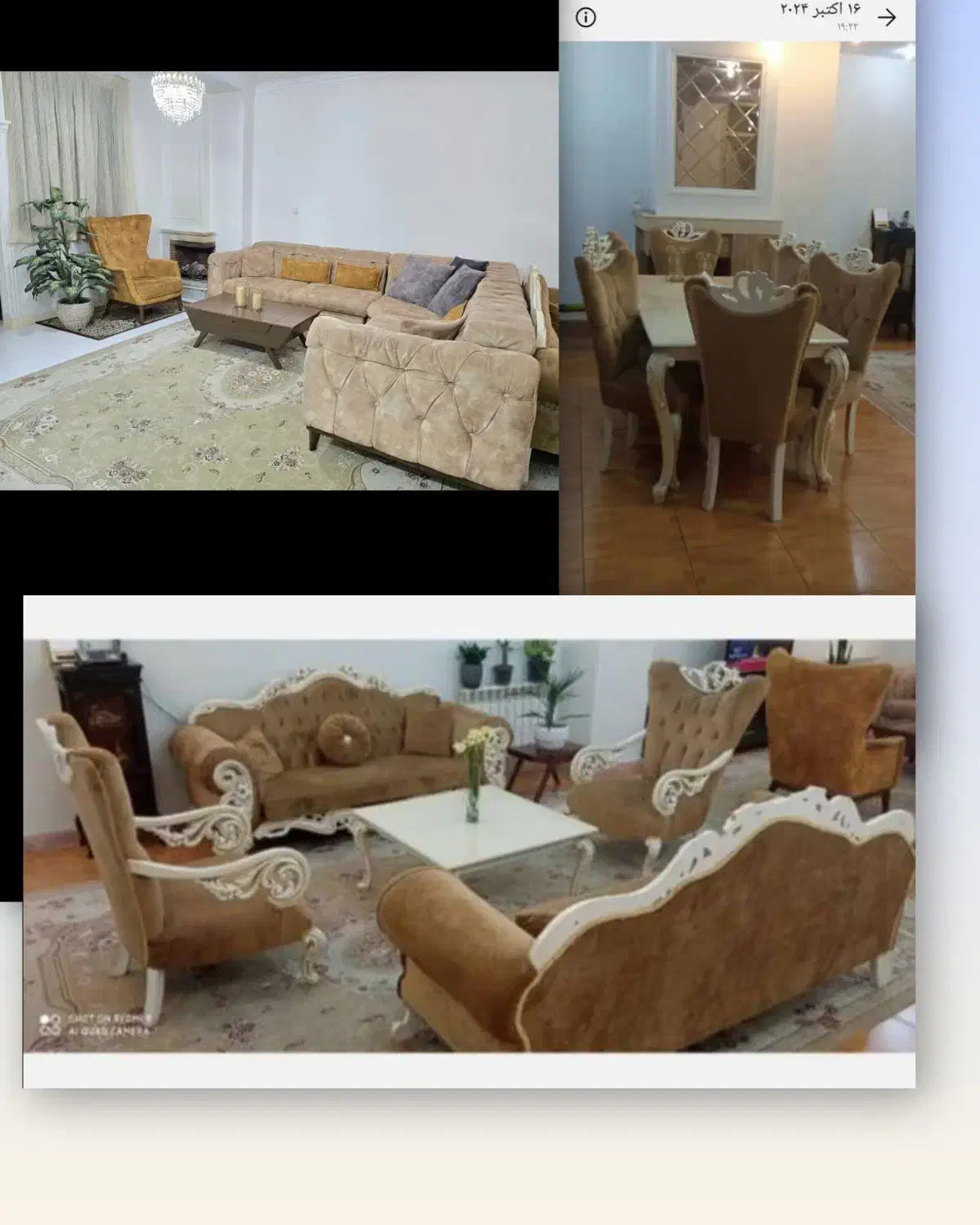 ست مبل کلاسیک ونهارخوری۸ و مبل ال مکانیزم۸ نفره|مبلمان خانگی و میز عسلی|کرج, فاز ۴ مهرشهر|دیوار