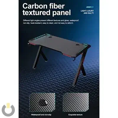 میز گیمینگ سطح کربنی و پایه فلزی با چراغ LED RGB|میز تحریر و کامپیوتر|قائم‌شهر, |دیوار