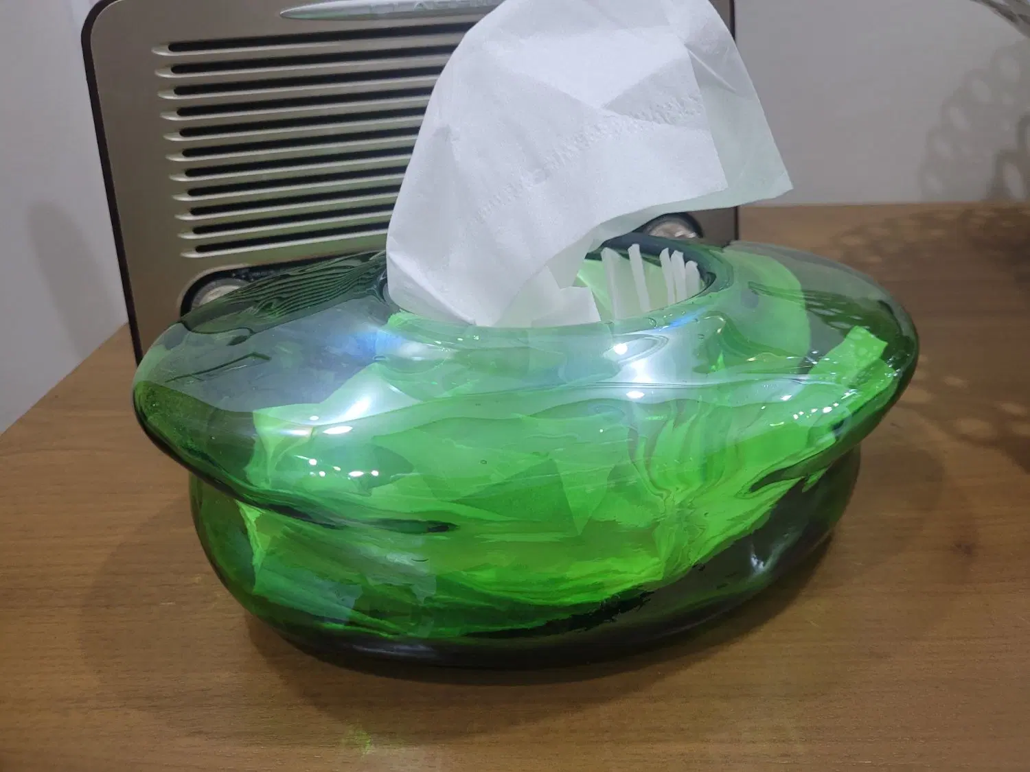 جا دستمال کاغذی بلور سبز|صنایع دستی و سایر لوازم تزئینی|تهران, شکوفه (عبدل آباد)|دیوار