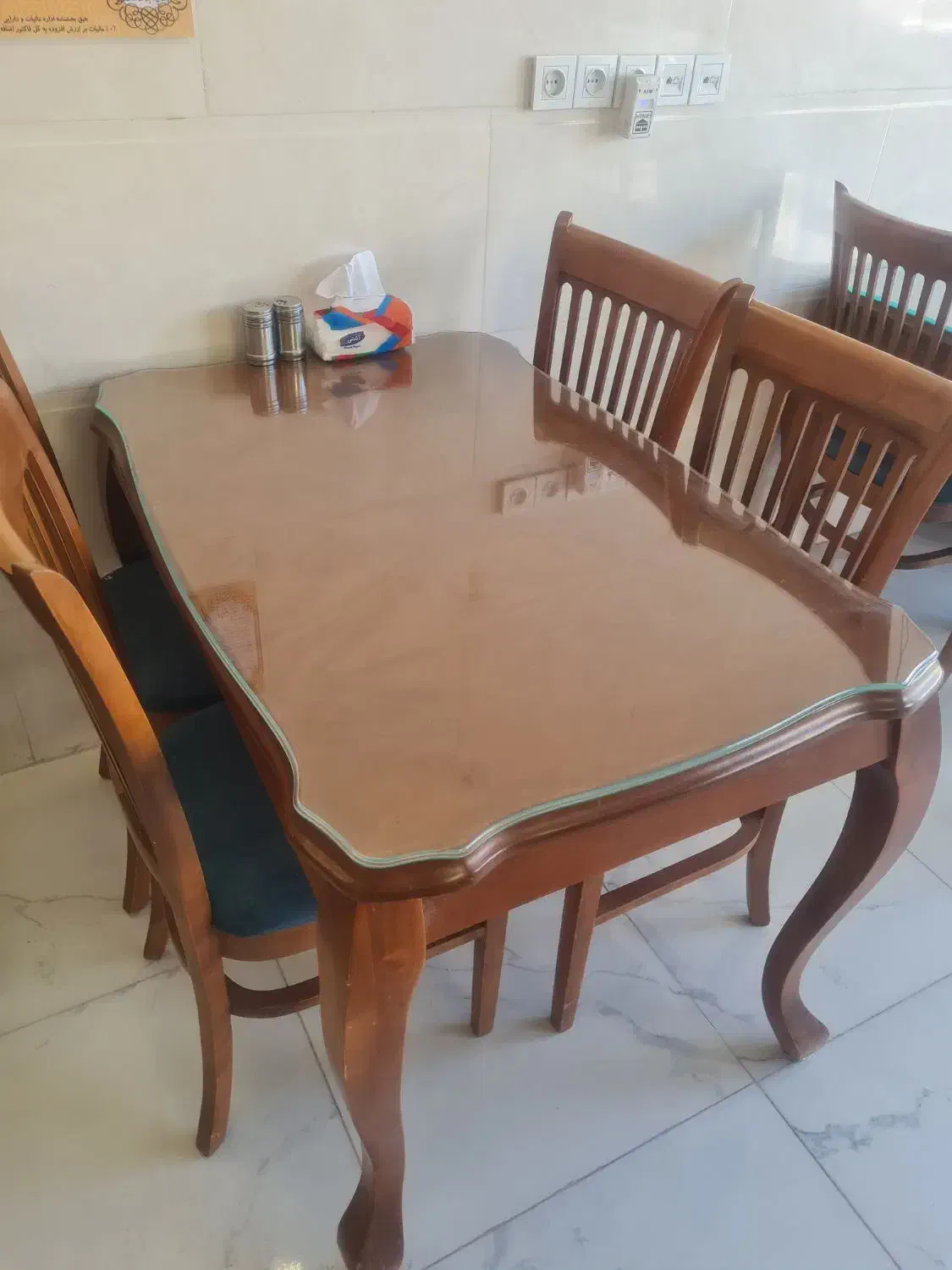 سلام میز نهار خوری راش طرح انگلیسی درحد نو|میز و صندلی غذاخوری|کرمان, |دیوار