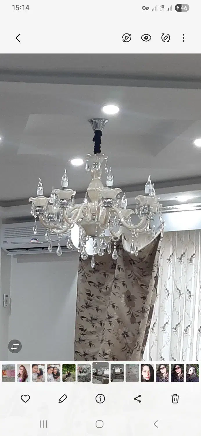 لوستر کریستالی 8شاخه همراه 8عدد لامپ، یک عدد|لوستر و چراغ آویز|نوشهر, |دیوار