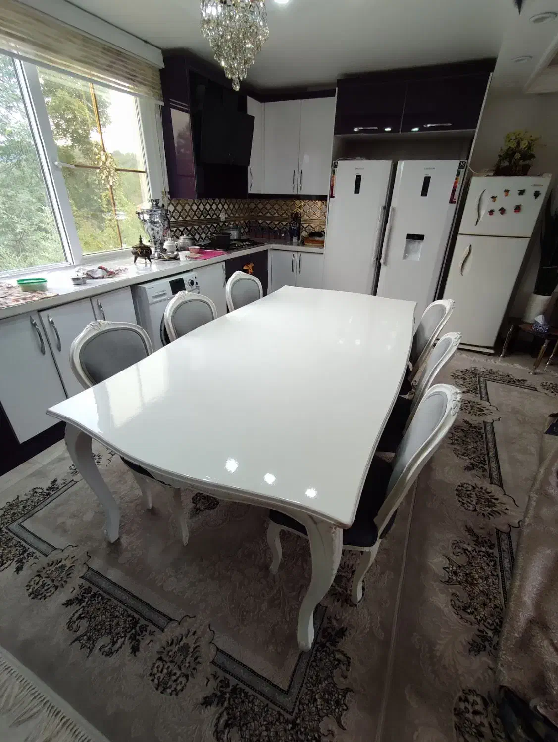 میز ناهار خوری سفید|میز و صندلی غذاخوری|اطاقور, |دیوار