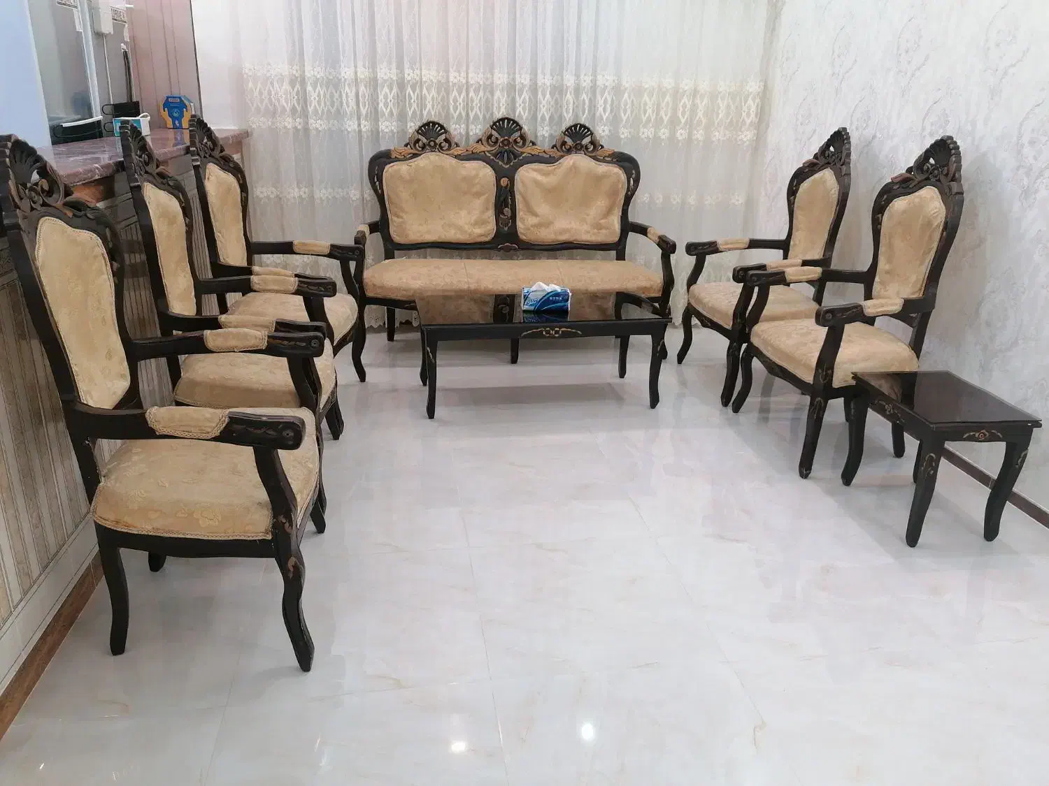 مبل سلطنتی9نفره|مبلمان خانگی و میز عسلی|سنقر, |دیوار