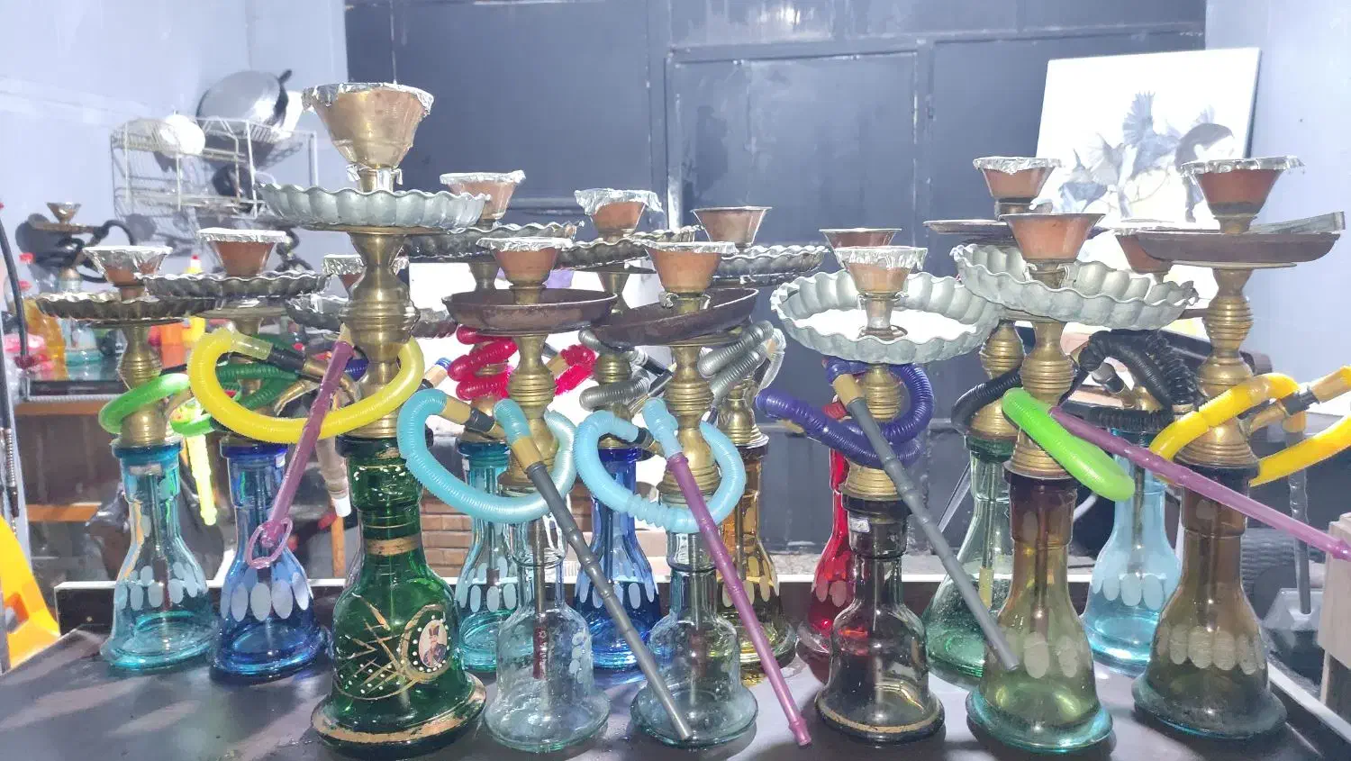 18 عدد قلیان برنجی قهوه خانه|کلکسیون و سرگرمی|لنگرود, |دیوار