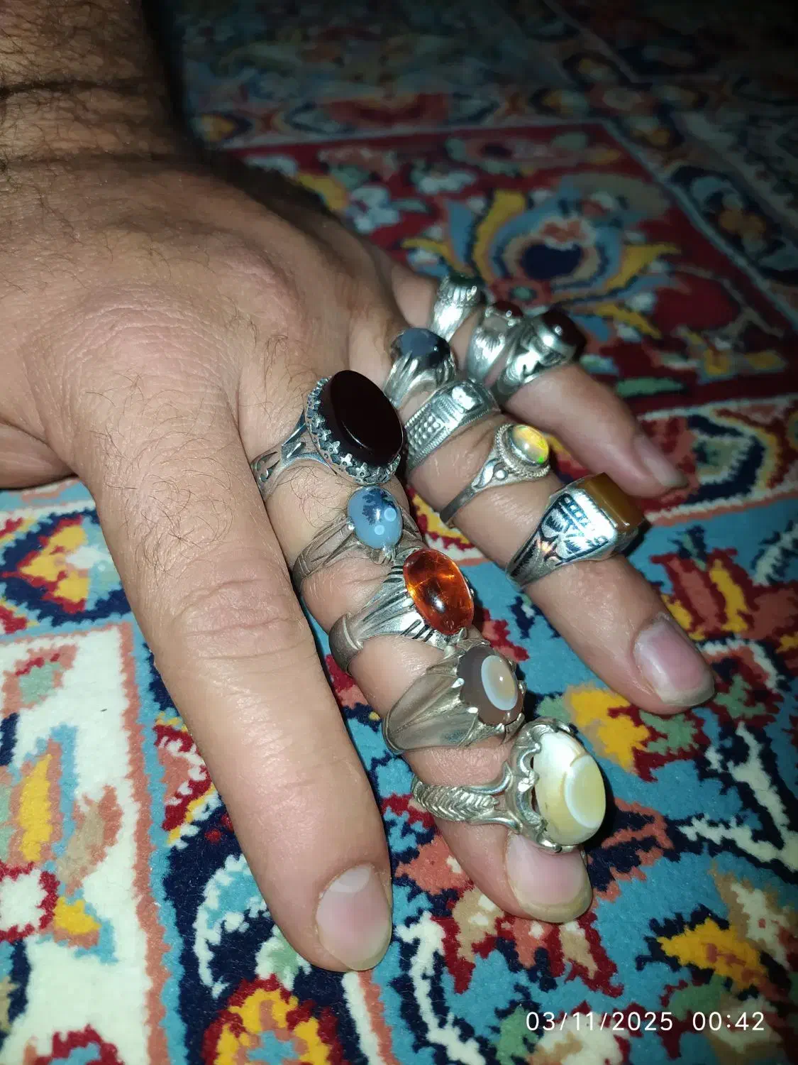 ۱۲ عدد انگشتر نقره رکاب ریز|جواهرات|اصفهان, پزوه|دیوار