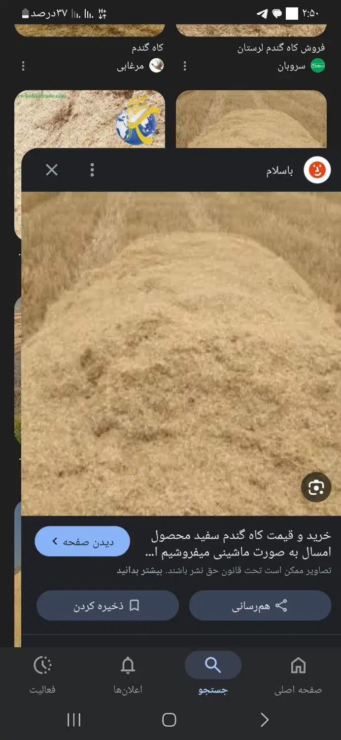 کاه گندم به صورت فله تحویلی ۱۳۵۰۰|لوازم جانبی حیوانات|برازجان, |دیوار