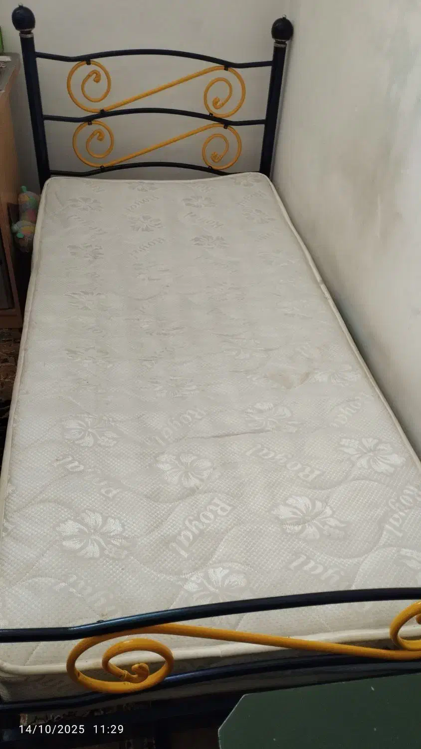 تخت خواب فلزی تک نفره باتشک|تشک تختخواب|زنجان, |دیوار