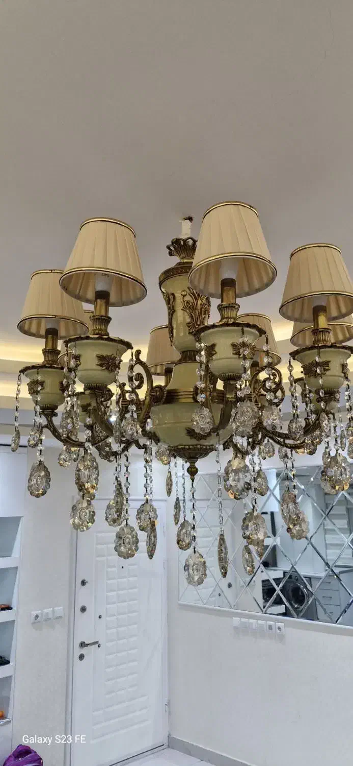 لوستر 8شاخه برنزی|لوستر و چراغ آویز|اردبیل, |دیوار