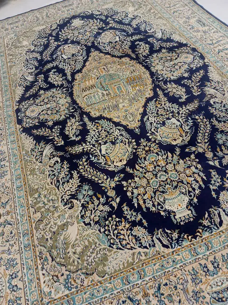 یک جفت فرش ۹ ضخیم پر تراکم سرمه ای|فرش|هشتگرد, شهرک اداری|دیوار